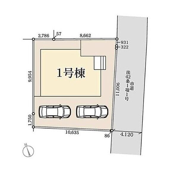 ≪全体区画図≫
カースペース2台分ご用意いたしました！
敷地内はゆとりがあるので自転車も駐輪することが可能です！
駐車スペースが広いとご友人を招きやすいのが嬉しいですね♪