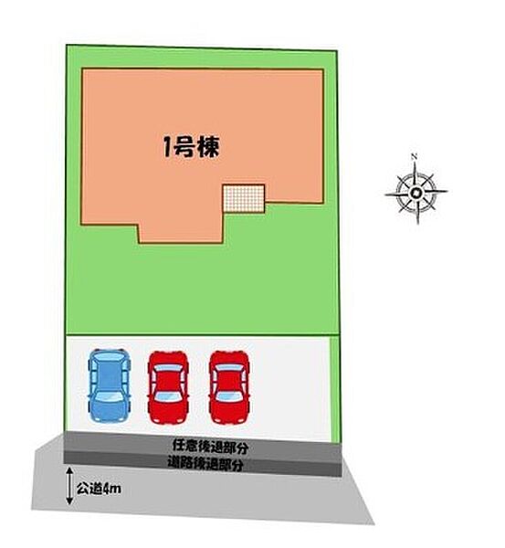 ≪全体区画図≫
駐車３台可能（車種による）！ご家族の自転車スペースとしても大活躍♪