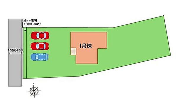 ≪全体区画図≫
駐車３台可能（車種による）！
急な来客時や、ご家族の自転車スペースとしても大活躍♪