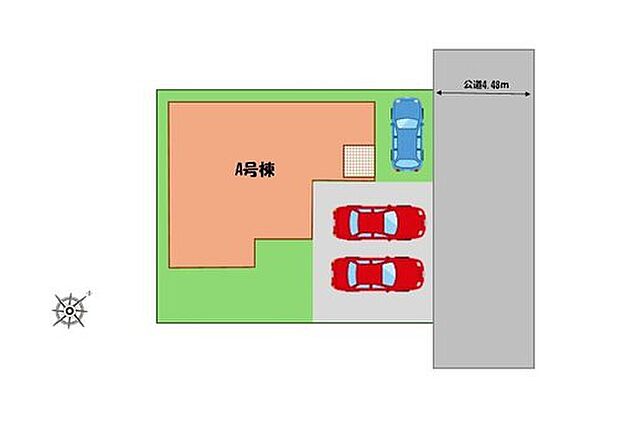 ≪全体区画図≫
駐車3台可能!(車種による)
空いたスペースには、花や緑で彩るガーデニングもオススメです♪