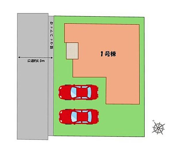 ≪全体区画図≫
駐車２台可能（車種による）！
急な来客時や、ご家族の自転車スペースとしても大活躍♪
