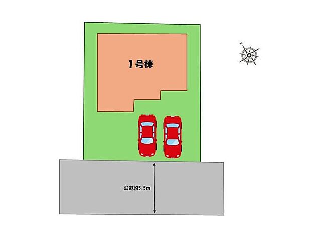 ≪全体区画図≫
駐車２台可能（車種による（小型車１台））♪
急な来客時や、ご家族の自転車スペースとしても大活躍♪