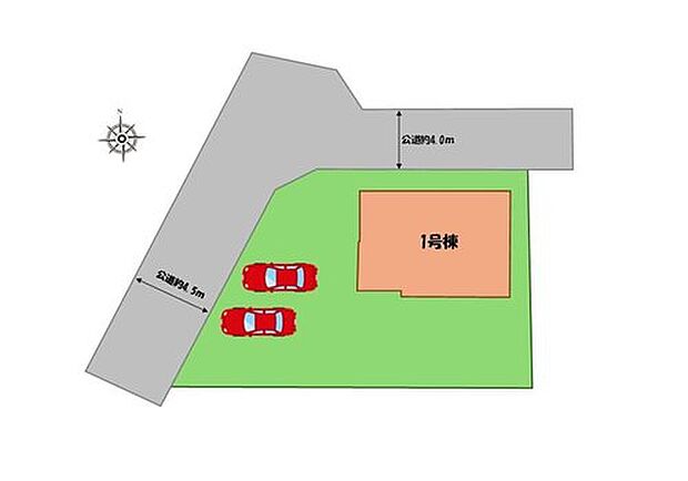 ≪全体区画図≫
駐車２台可能（車種による）！
急な来客時や、ご家族の自転車スペースとしても大活躍♪