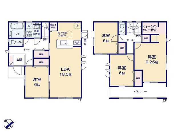 【4LDK】南向きのお部屋は明るいため、晴れている日は日中照明を付けなくても過ごせるでしょう！お部屋に太陽の日差しが差し込むため暖かく、お家にいる時間が長い人は、居心地の良いお部屋になります！