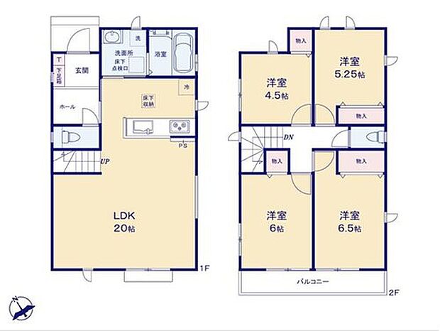 【4LDK】リビング階段プランです！スペースを有効活用できますし、家族とのコミュニケーションがさりげなく深まる、温もりあふれるお住まいとなっております！