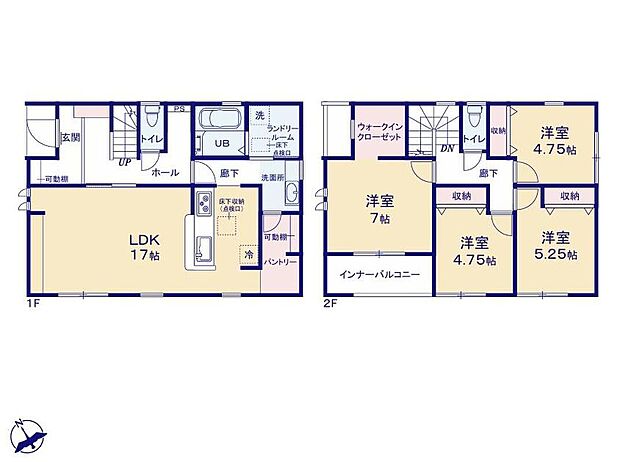 【4LDK】「回遊動線」を作ることで、家族が自然と出会いやすくなり、距離感を保ちながらコミュニケーションを取れるようになります。お互いのプライバシーを守りながら自然な交流が生まれます