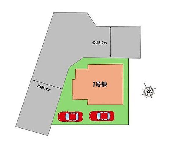 【≪全体区画図≫】駐車２台可能（車種による）！
急な来客時や、ご家族の自転車スペースとしても大活躍♪