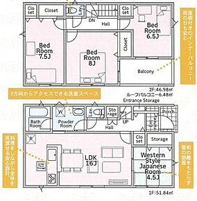 効率的に移動できる回遊動線の間取りです！ムダな動きや不便な移動がなく生活や家事に伴う移動のストレスが軽減されます！日々の暮らしがスムーズになり、快適な生活が送れます！ 