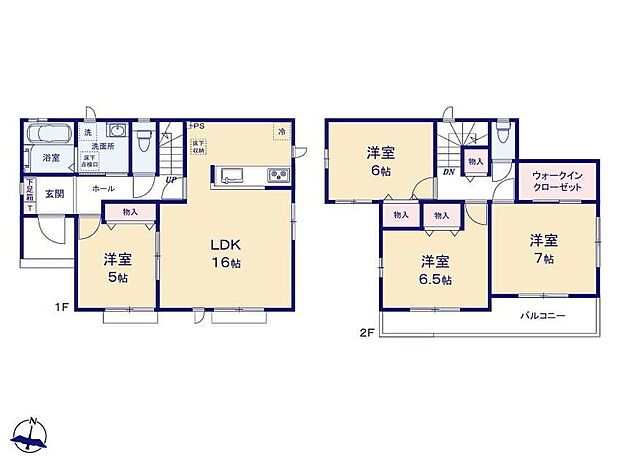 【4LDK】２階に６帖以上のゆとりある居室を設けることで、プライベートタイムを優雅に愉しめる上質な空間を実現。家具のレイアウトも美しく決まり、住まう方のライフスタイルを一段引き上げる贅沢な間取りです。