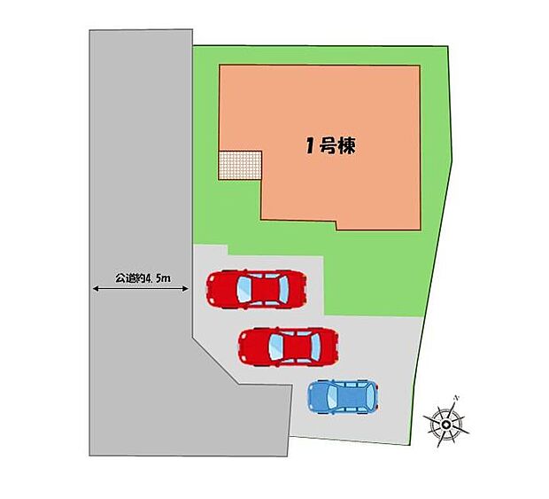 【全体区画図】≪全体区画図≫
駐車３台可能（車種による）！
急な来客時や、ご家族の自転車スペースとしても大活躍♪