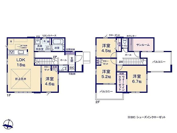 【4LDK】シューズインクローク完備♪家族の動線もスムーズになり、学校や会社に通う時間が同じな忙しい朝も快適に！来客時にも安心の、見せない収納スペースですね♪
