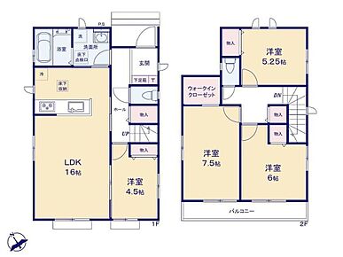 対面キッチン！目線の先が広がりがあるリビングなので開放感が感じられます！また隣り合う洋室を開放すれば、これまたダイナミックな空間が広がります！ 