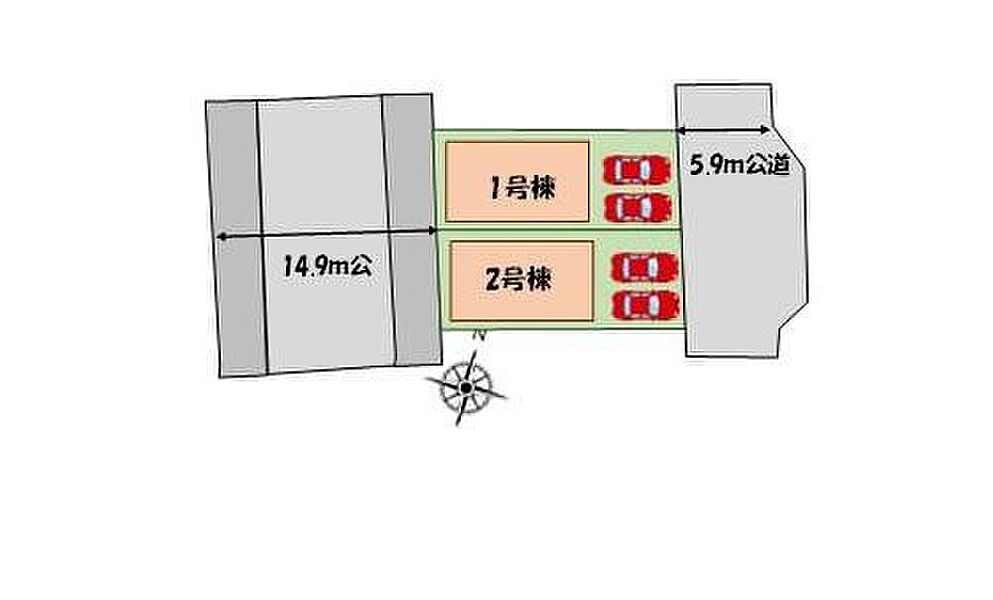 【全体区画図】
カースペース２台分♪