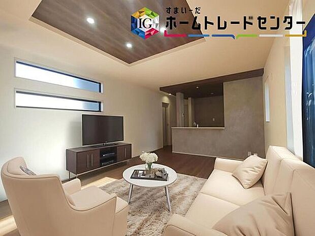 ≪Living room≫
大きな窓のあるリビングは、陽光あふれる明るい空間です。居心地良く、ご家族皆がゆったり寛げる憩いの空間となりそうです。※家具はCGでございます