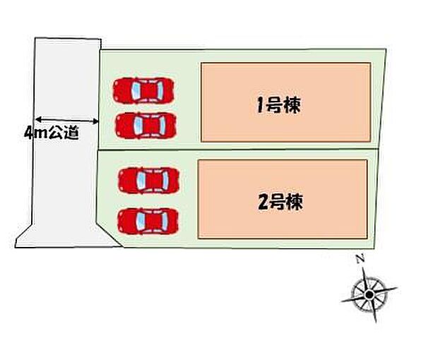 ≪全体区画図≫
JR総武本線&千葉都市モノレール「都賀」駅徒歩11分☆お車は2棟共並列で2台駐車可能です◎