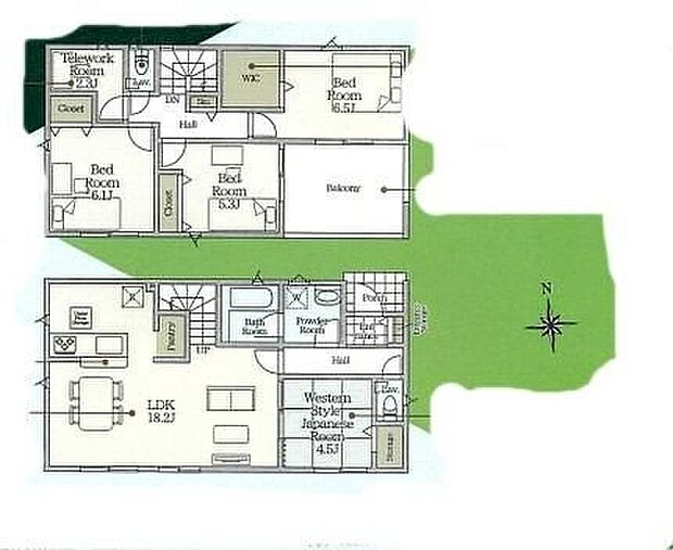 (5号棟)、価格2288万円、4LDK、土地面積187.82m2、建物面積100.44m2 