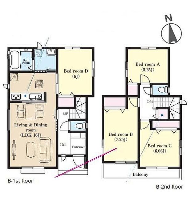 (B号棟)、価格3690万円、4LDK、土地面積164.72m2、建物面積96.05m2