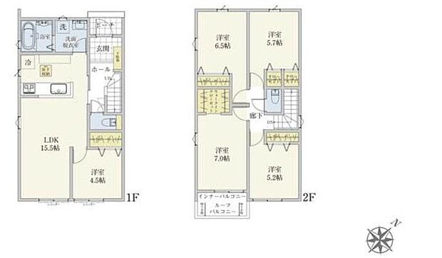 (2号棟)、価格3390万円、5LDK、土地面積140.95m2、建物面積105.16m2