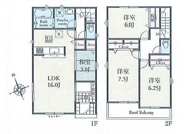 【4LDK】LDKは和室使いで大空間約１９帖で広々とお使いいただけます♪
２階洋室全居室６帖以上♪