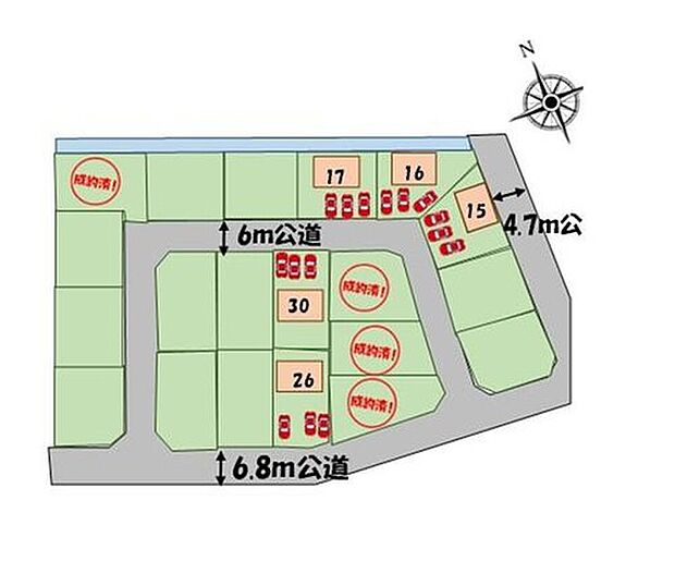 【全体区画図】カースペース3台分♪(車種・号棟による)
生活するだけの家ではなく「日々を楽しむ暮らし」を♪