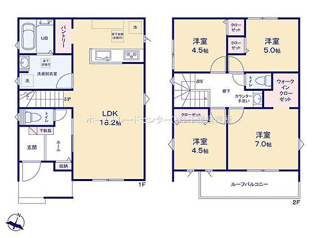 【4LDK】ご家族が集う空間と、個の時間を大切にする居室をしっかり分け合える２階４居室プラン♪１８.２帖の広いリビングは家族のだんらんはもちろん、お子様のリビング学習にもぴったり♪