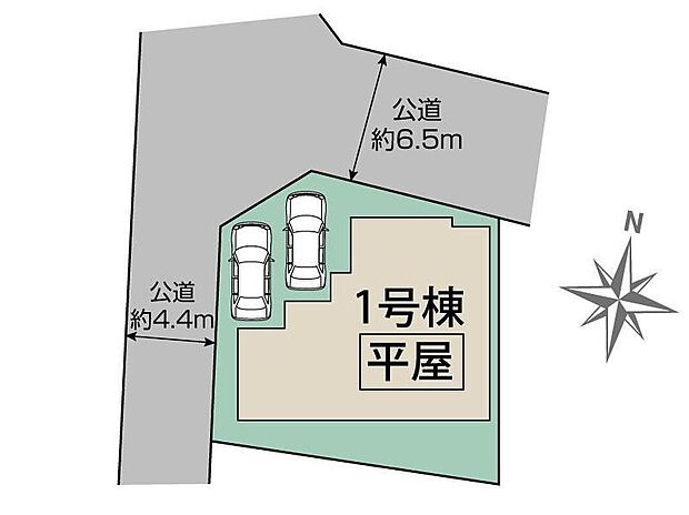 【全体区画図】カースペース２台分♪角地につき陽当たり良好♪