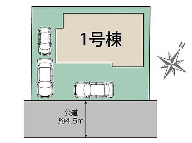 【全体区画図】カースペース3台分♪前面道路南向きで陽当たり良好♪
