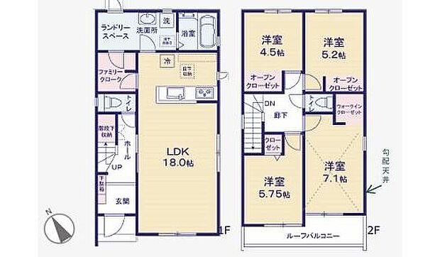 【4LDK】ランドリースペースは室内干しスペースが確保できるため、雨の日や強風の日でも安心して洗濯ができます♪
大容量のファミリークローク完備で収納にも困りません♪
