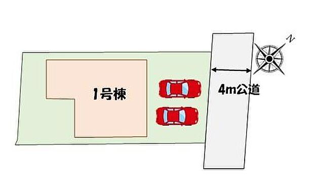 【区画図】お車並列で2台駐車可能です◎