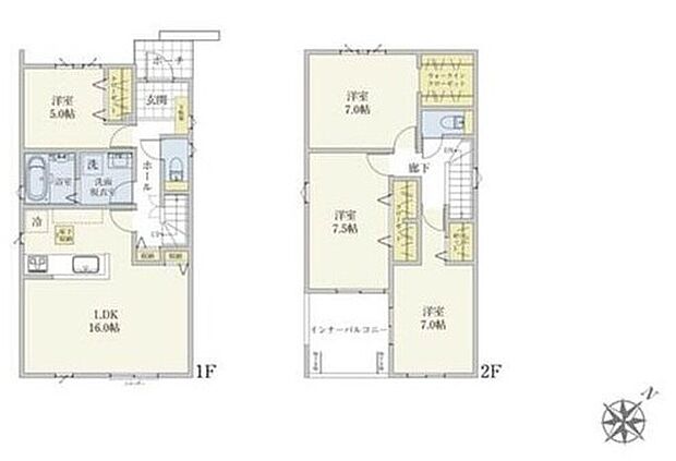 【4LDK】２階の洋室３部屋は７帖以上で広々とした洋室です♪ご家族のプライベート空間とリビングでの家族の深まりを感じる邸宅です♪