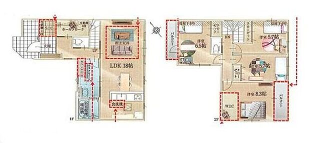 【4LDK】LDKは開放的でおしゃれな空間になるお利上げ天井です♪暮らしに便利な食器洗乾燥機、浴室乾燥機等や室内物干し、ホールクロークなど様々な充実した設備を完備しております♪