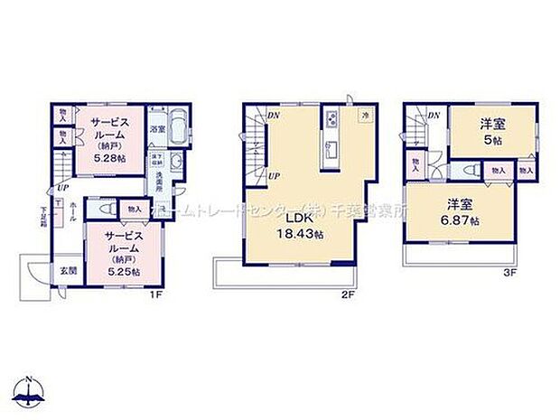 【2LDK+2S】眺望・採光と風通しが得られる、外からの視線が気にならない等、多くの利点がございます。都市型を中心に人気の間取りとなっております♪
３階建ては眺望や通風が良好です♪