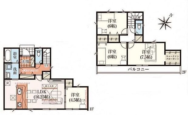 【4LDK】1、2階に便利なホール収納を完備♪リビング隣には、ホッとできる洋室を用意。お子様のお昼寝スペースや書斎としてなど、いろいろとお使い頂けます♪