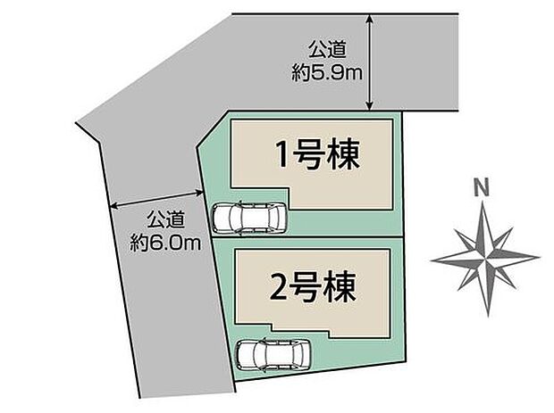【全体区画図】カースペース1台分♪角地につき陽当たり良好♪