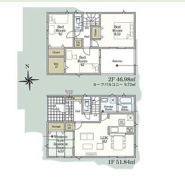 【4LDK】リビング隣の和室は、客間としは勿論、お昼寝スペースや書斎など、多目的にお使い頂けますので、大変便利です♪ウォークインクローゼットを完備で収納にも困りません♪