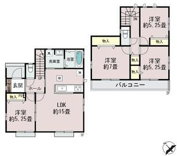 【4LDK】リビング横には多目的に利用できる洋室を完備♪玄関からすぐにご案内できるので急な来客時も安心です☆全居室収納完備でお部屋もすっきりお使いただけます♪