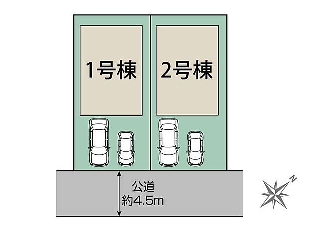 【全体区画図】カースペース2台分♪きれいな整形地♪