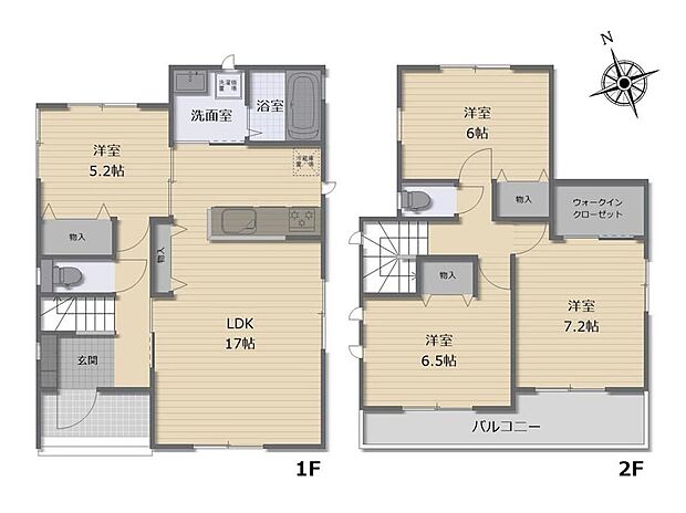 (A号棟)、価格3390万円、4LDK、土地面積174.68m2、建物面積100.42m2
