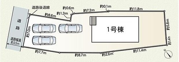  １号棟　２，５９０万円

３台（車種による）駐車できるカースペースあり☆
