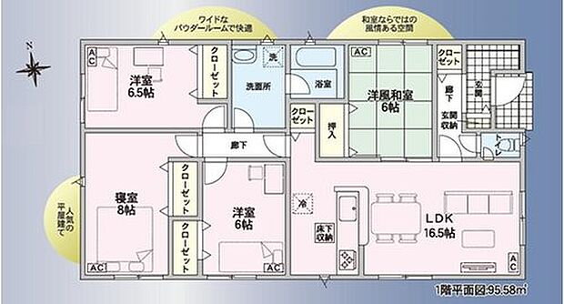 (1号棟)、価格3390万円、4LDK、土地面積215.66m2、建物面積95.58m2
