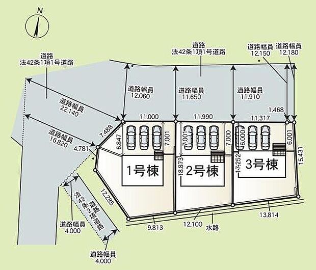 １号棟　２，４９０万円
２号棟　２，３９０万円
３号棟　２，３９０万円

並列３台分の駐車スペースを確保しました♪