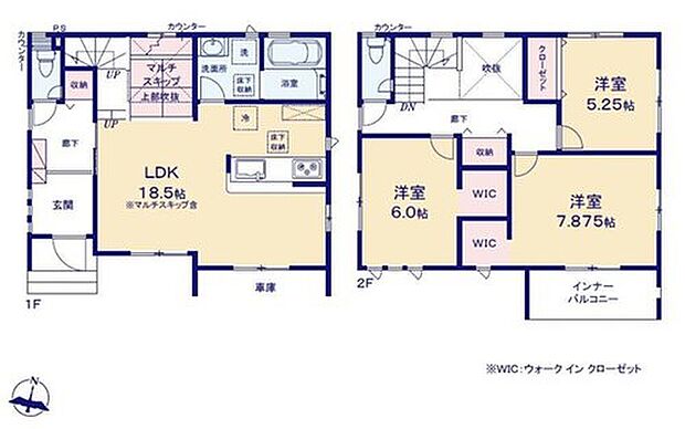 【3LDK】広々18.5帖のLDK!日当たりもよく、ゆったりとした家族のお時間を♪
お子様の学習スペースや小さなお子様のお昼寝にも便利なマルチスキップ付き♪
雨の日のお洗濯も安心のインナーバルコニー仕様♪