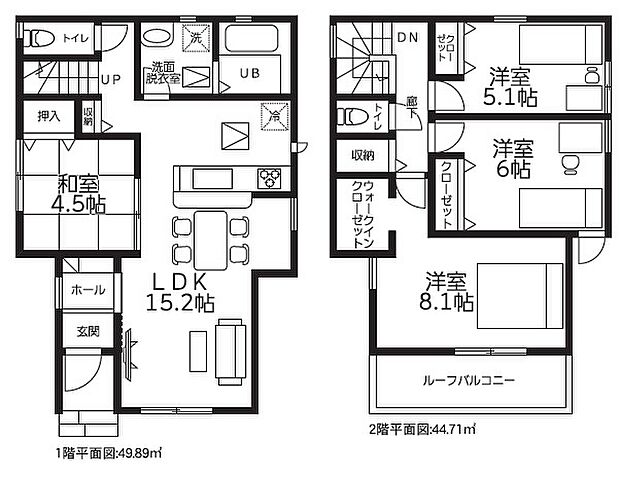 1号棟：客間やキッズスペースに使える和室付き♪２階の寝室は8帖以上でダブルベッドも置ける広々空間です！