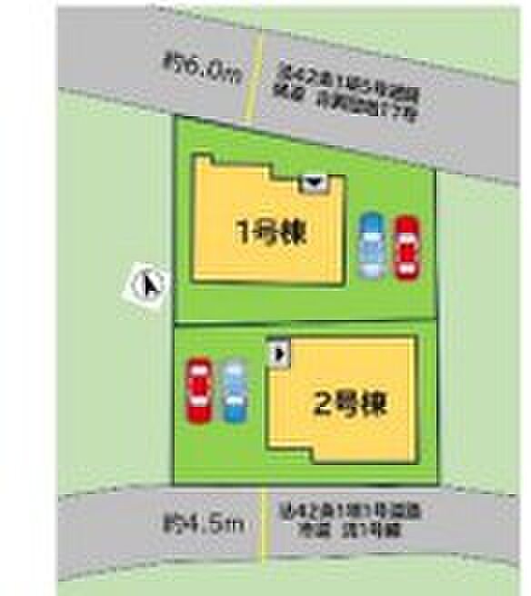 区画図です。並列駐車２台可能。