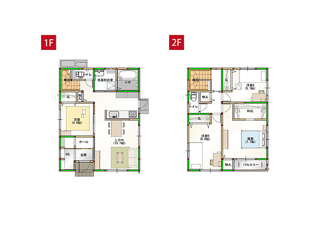 1階リビング横に4.5帖の洋室がある4LDKです!※画像はイメージです。