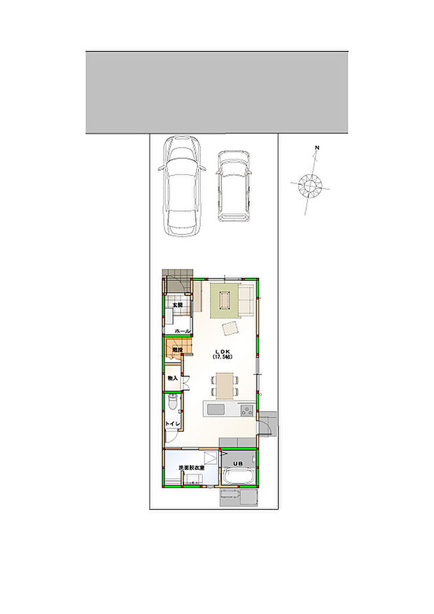 【区画図】駐車2台可能なカースペース付き♪ ※画像はイメージです