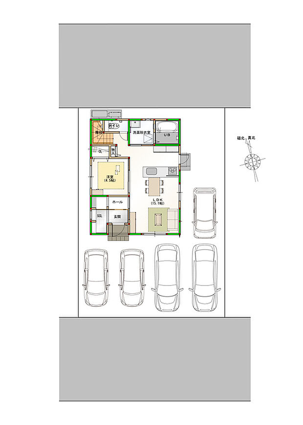 【区画図】駐車5台可能なカースペース♪※画像はイメージです。
