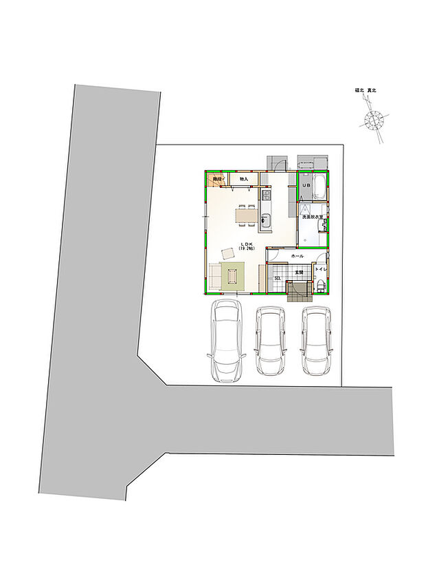【区画図】駐車3台可能なカースペース付き♪　※画像はイメージです
