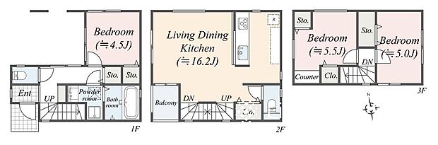 【3LDK+S】※図面と異なる場合は現況優先。車庫部分9.72m2含む。