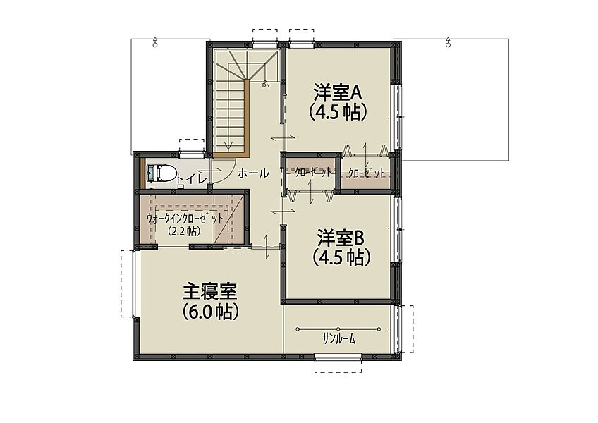 主寝室にWICとサンルームを完備◎